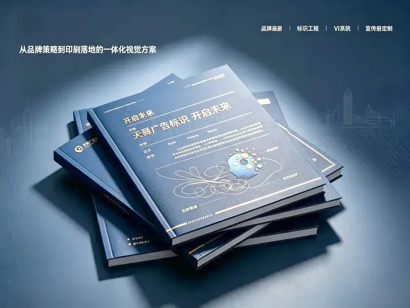 益阳画册设计案例，品牌画册与「天舜广告标识 开启未来」精装书籍实拍